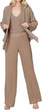 Maven West Textured Crinkle Wide-Leg Pants In Taupe
