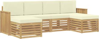 vidaXL Conjunto De Sof&aacute;s De Exterior 6 Uds. Blanco Y Crema Poli&eacute;ster Vidaxl