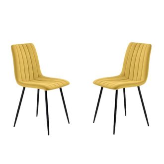 MondoViro Juego de 4 sillas de tela amarillas cm 45x54 88h