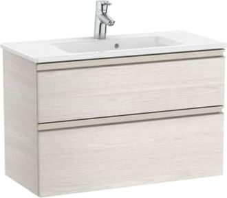 Roca Roca - Pack Unik Mueble Base Compacto De 2 Cajones + Lavabo The Gap Color: Fresno N&oacute;rdico - Medidas: 805x380x537 Mm