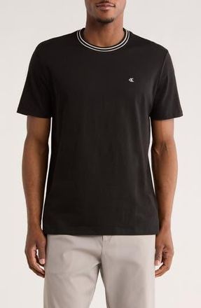 Calvin Klein Double Tip Cotton Jacquard T-Shirt in Black at Nordstrom Rack, Size Xx-Large