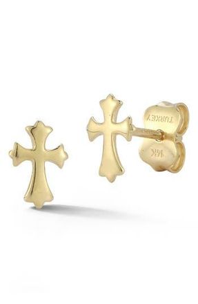 Ember Fine Jewelry 14K Gold Cross Stud Earrings at Nordstrom Rack