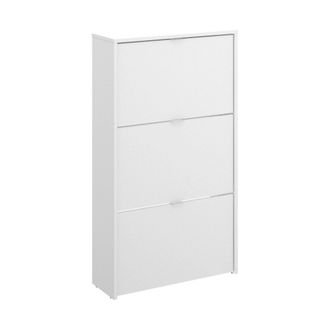 Dmora Zapatero Vignole, Zapatero Para Entrada Que Ahorra Espacio, Zapatero Con 3 Puertas Abatibles, 61x25h113 Cm, Blanco - Dmora