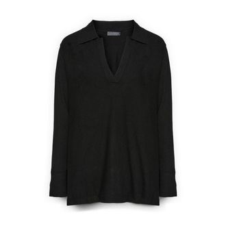 Elena Miro Truien & Vesten, Dames, Zwart, XS, Polyester, Viscose trui met kraag
