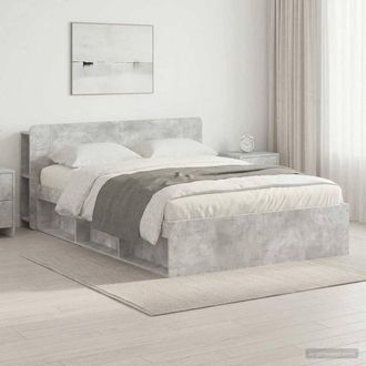 Berkfield Home Bed Frame with Storage Concrete Grey 140 x 200 cm
