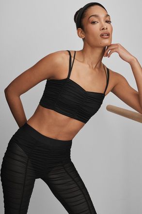 Alo | Airlift Mesh Cherish Bra in Black, Size: Medium