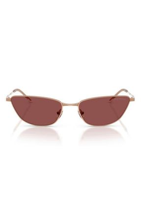 Emporio Armani 55mm Cat Eye Sunglasses in Shiny Rose Gold/dark Violet at Nordstrom