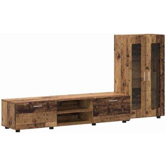 vidaXL TV Cabinet Set with Drawer FLORIN Old Wood Engineered Wood vidaXL