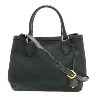 Prada Pre-owned Handbags, female, Black, Size: ONE SIZE Pre-owned Logo Jacquard Leather 2way Handbag