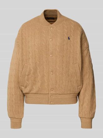 Polo Ralph Lauren Regular Fit Bomberjacke mit Kaschmir-Anteil in Strick-Optik in Camel, Größe XL