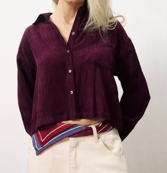 FRNCH Chemise Anae Button Up Blouse In Bordeaux