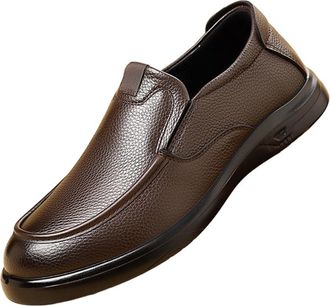 Generic Mens Leather Driving Loafers Soft Cowhide Slip On Casual Moccasins Comfortable Non Slip Flats Flexible Daily Wear Dad Shoes for Walking and Everyday U