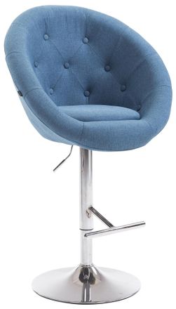 Clp Taburete De Bar London V2 En Tela Azul Cromado