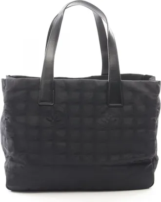 Chanel Black Nylon Canvas Leather Handbag Tote Bag (Pre-Owned)