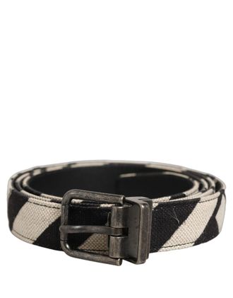 Dolce & Gabbana Canvas Diagonal-Striped Belt - Black