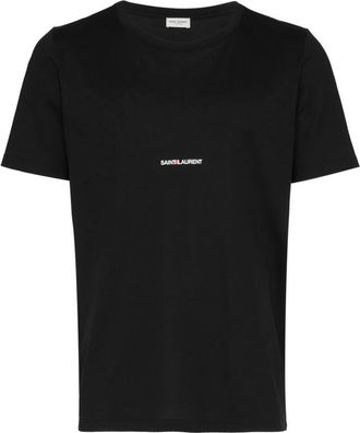 Saint Laurent Zwart T-shirt met Logodetail - Heren - T-shirts - Zwart - XS - Katoen - Tops