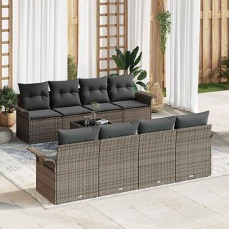vidaXL Conjunto De Sof&aacute; De Jard&iacute;n 9 Pcs Gris Polirat&aacute;n Vidaxl