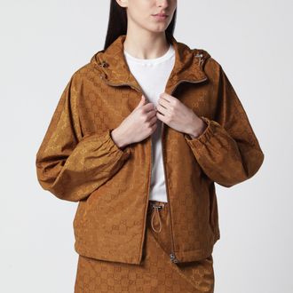 Gucci Technical jacquard jacket with brown GG pattern