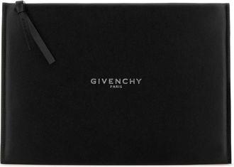Givenchy Black Leather Large Antigona Stamped Clutch