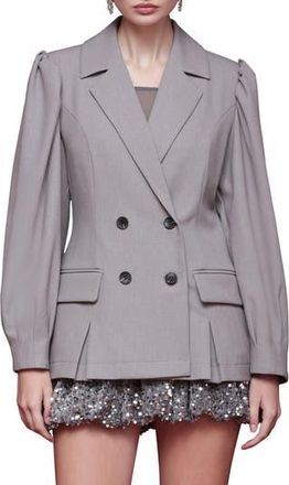 Avec Les Filles Double Breasted Puff Shoulder Blazer in Light Grey at Nordstrom Rack, Size Medium