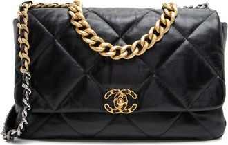 Chanel Black Lambskin 19 Maxi Flap Shoulder Bag (Authentic Pre-Loved)