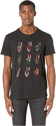 John Varvatos PEACE HAND T-Shirts Mens Clothing Black : 2XL, Cotton