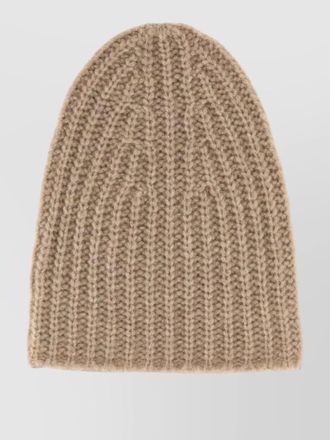 The Row cashmere beanie hat neutral ribbed knit