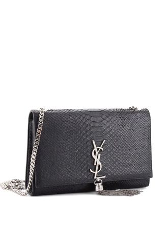 Saint Laurent Classic Monogram Tassel Python Embossed Leather Medium crossbody bag - Nero