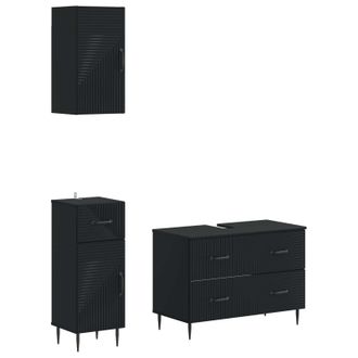 vidaXL Juego De Armarios De Ba&ntilde;o De 3 Piezas Haarlem Negro Vidaxl