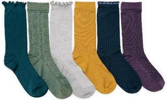 Muk Luks Whisper Soft Crew Socks 6 Pair Pack in Cool Multi at Nordstrom