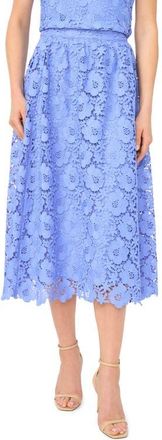 CeCe by Cynthia Steffe Floral Lace A-line Midi Skirt in Bellflower Blue at Nordstrom, Size Xx-Small