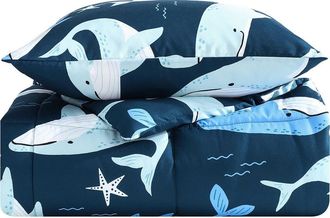 Nautica Finnigan Whales Microfiber Comforter Set in Navy Seas at Nordstrom Rack, Size Full/queen