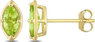 Mimi & Max 4/5ct TGW Marquise Peridot Stud Earrings in 14k Yellow Gold