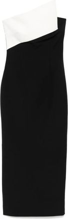 Roland Mouret Abito midi a inserti a contrasto - Nero