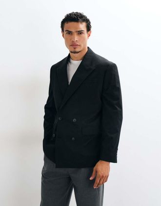 Selected co-ord blazer doppiopetto comodo nero