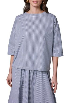DKNY Stripe Stretch Cotton Top in Night Fall at Nordstrom, Size X-Small