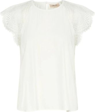 Cream Elegante Kant Blouse in Sneeuwwit - Dames - Blouses - Wit - 3XL - Nylon - Overhemden