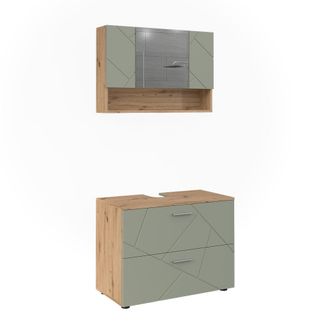 Vicco Conjunto De Muebles De Ba&ntilde;o Irma, Verde Salvia, 2 Partes, Vicco