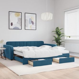 vidaXL Vidaxl - Sof&aacute; Cama Nido Con Cajones Terciopelo Azul 100x200 Cm