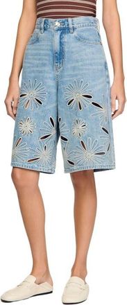 Sandro Embroidered Bermuda shorts in Blue Jean at Nordstrom, Size 40 Eu