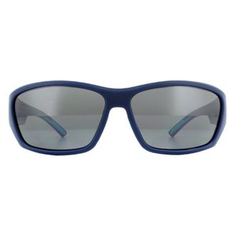 Bolle Rectangle Mens Matte Navy Petrol HD Polarized TNS Gun Sunglasses - Blue - One Size