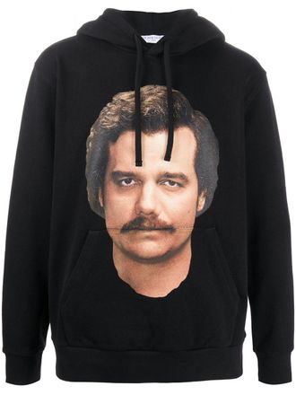 Ih Nom Uh Nit portrait print drawstring hoodie - men - Cotton/Polyester - S - Black