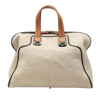 Fendi Pre-owned Handbags, female, Beige, Size: ONE SIZE Pre-owned Vintage Leather Handbag