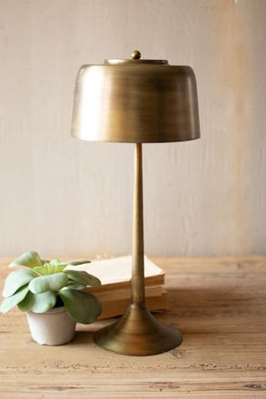 Kalalou Tall Antique Brass Table Lamp With Brass Shade