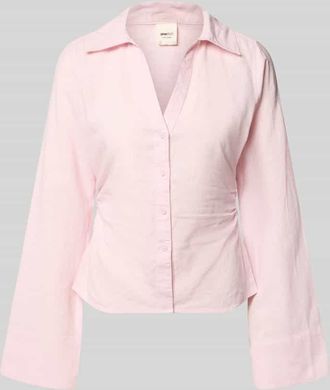 Gina Tricot Leinenbluse mit Bindeg&uuml;rtel und V-Ausschnitt in Flieder, Gr&ouml;&szlig;e S