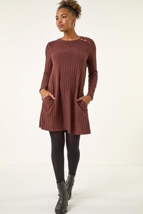 Roman Textured Ribbed Swing Dress