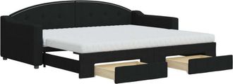 vidaXL Vidaxl - Sof&aacute; Cama Nido Con Cajones Tela Negro 90x200 Cm