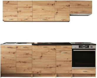 Dmora Cucina completa Camerino, Set compatto e funzionale con ante e cassetto, Rovere Nodi