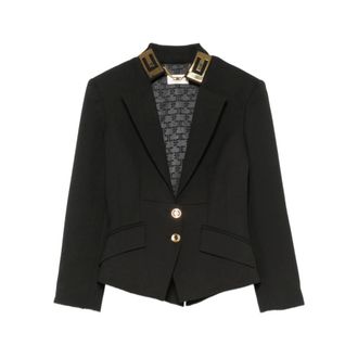 Elisabetta Franchi Dames, Jassen, Zwart, Maat: M Gabardine