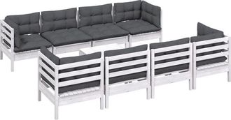 vidaXL Muebles De Jard&iacute;n 9 Pzas Con Cojines Madera Maciza De Pino Vidaxl